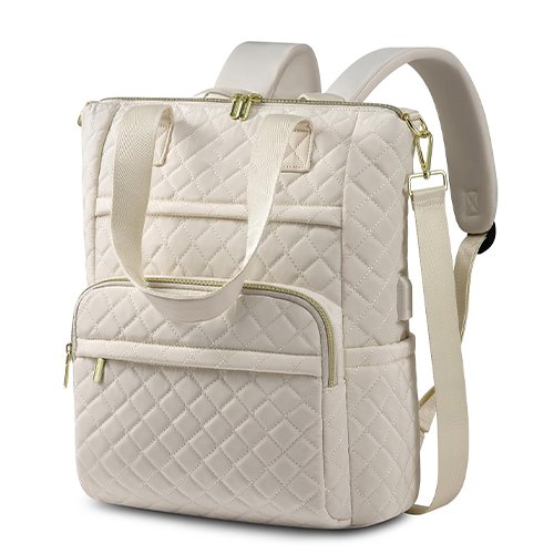4 IN 1 Convertible Backpack Purse,High quality metal clasps,tear-resistant classic diamond quilted embroidery thread,with USB Charging Port