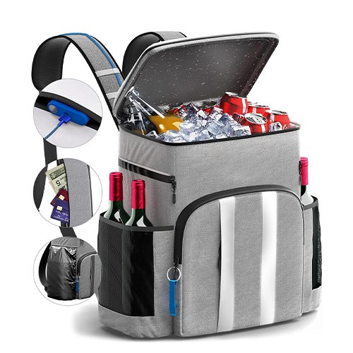 Backpack Cooler, Leakproof Insulated Cooler Backpack, 54 Can Beach Cooler, Lightweight, Waterproof Soft Cooler Bag with Multiple Pockets and Compartments for Picnic, Camping & Lunch