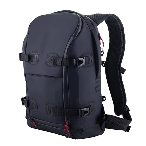 motorcycle backpack, over capacity 22L, tech fabric, padded walls and lower body reinforcements, 4 compression straps that add extra security to the closure, stabilize the internal load