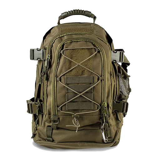 ultra strong shell fabric,high density fabric construction,capacity 39 64L,3 main multi compartment and dual zippered closure pockets,Multiple Compartments Heavy Duty Backpack