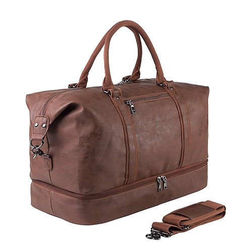 Leather Bag with Shoe Pouch