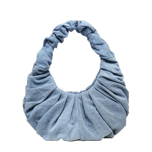 Pleated Denim Handbag