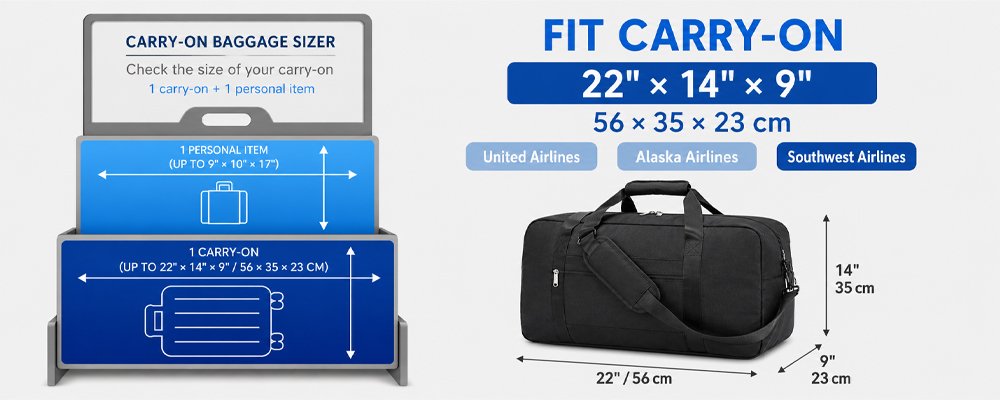 fit carry-on duffel bag size