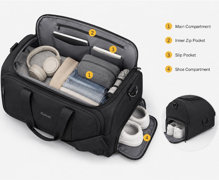 multi-pocket custom travel bag